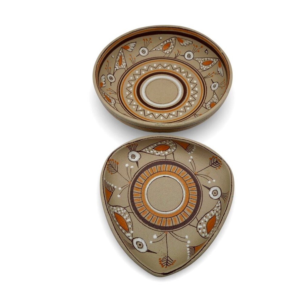 Italian Handpainted Ceramic Textured Plate & Bowl